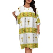 Ethiopian Habesha Tibeb Telet Sleepshirts For Sleeping Travels Loose Sleepdress Pajama Dress Soft Nightdress Sleepwear