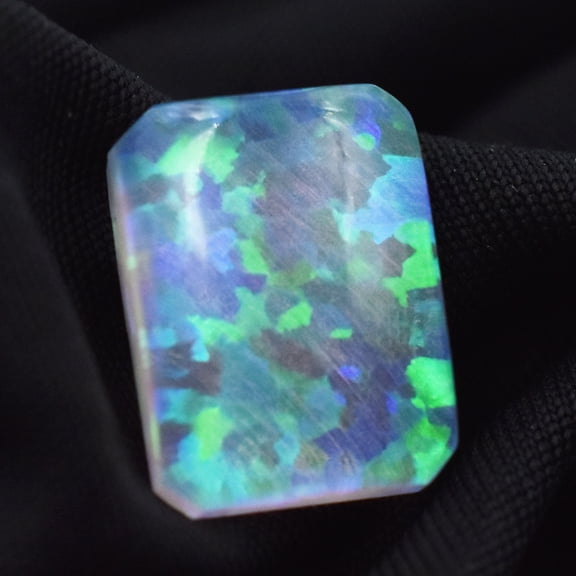 Ethiopian Lab-Created Opal Multi-Color 11 Ct Emerald Boulder CERTIFIED Gemstone