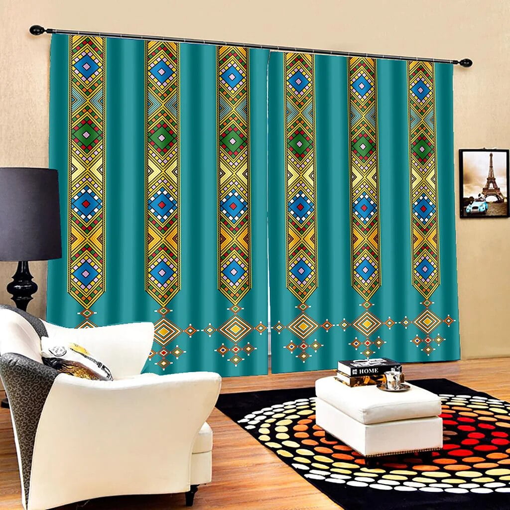 Ethiopian Nation of Africa Design Light Filtering Drapes Window