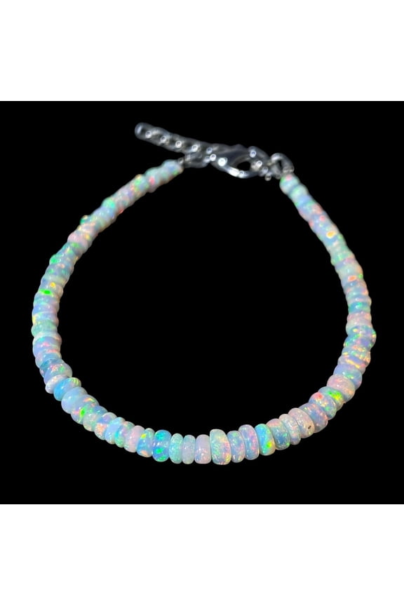 Ethiopian Natural Opal Bead Bracelet: Handmade Gemstone Jewelry 7 Inch Bracelet