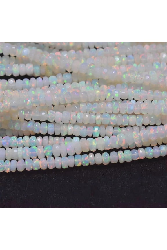 Ethiopian Opal Beads Faceted Rondelle 8mm Natural Welo Opal Strand 15 inch Jewelry Making Supplies for Bracelets Necklaces DIY Crafting