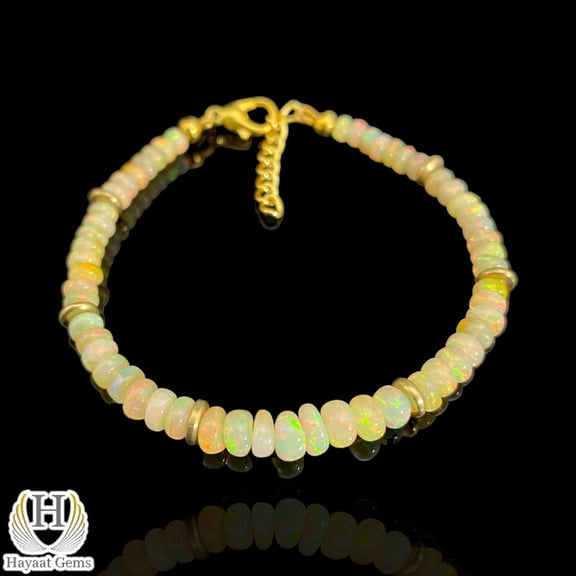 Ethiopian Opal Bracelet: 18k Gold Filled Sterling Silver Beaded Jewelry