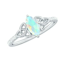 Rosec Jewels Ethiopian Opal Celtic Knot Solitaire Promise Ring | AAA Quality, 925 Sterling Silver, US 4.00