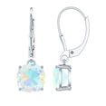 thumbnail image 1 of Rosec Jewels Cushion Cut Ethiopian Opal Drop Earrings for Women (3.7 Ct, AAA Grade) - October Birthstone Earrings - Ready to Gift, 10K White Gold, 1 of 8