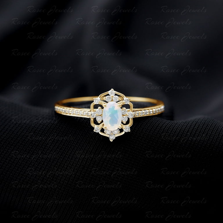Gold, Opal and Diamond Blossom Ring