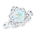 thumbnail image 1 of Rosec Jewels Real Ethiopian Opal Flower Engagement Ring (2 Ct, AAA Quality) - Opal Statement Ring with Diamond - with Jewelry Box, 18K White Gold, US 5.00, 1 of 10