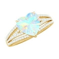 thumbnail image 1 of Rosec Jewels Ethiopian Opal Heart Engagement Ring with Diamond - 8 mm - Split Shank Ring - AAA Quality - With Jewelry Box, 18K Yellow Gold, US 4.50, 1 of 10