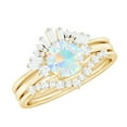 thumbnail image 1 of Rosec Jewels Vintage Style Ethiopian Opal Wedding Bridal Ring Set of 3 - AAA Quality - Opal Diamond Engagement Ring with Enhancer, 18K Yellow Gold, US 8.50, 1 of 10
