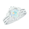 thumbnail image 1 of Rosec Jewels Vintage Style Ethiopian Opal Wedding Bridal Ring Set of 3 - AAA Quality - Opal Diamond Engagement Ring with Enhancer, 925 Sterling Silver, US 13.00, 1 of 10