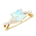 thumbnail image 1 of Ethiopian Opal Solitaire Crossover Ring with Diamond - 2 ct Engagement Ring, 10K Yellow Gold, US 6.00, 1 of 10