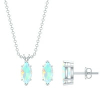Rosec Jewels Ethiopian Opal Solitaire Jewelry Set for Women (1.50 CT, AAA Grade, October Birthstone), 925 Sterling Silver
