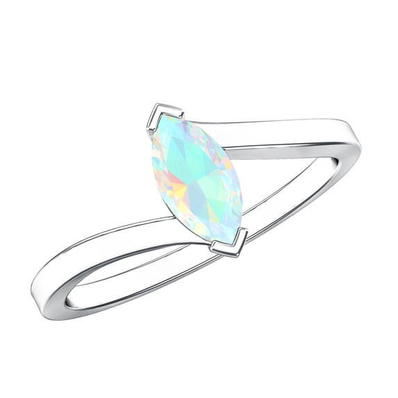 Rosec Jewels Real Ethiopian Opal Promise Ring for Women - October Birthstone Ring - AAA Quality - Ready to Gift with Jewelry Box, 925 Sterling Silver, US 4.00