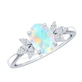 thumbnail image 1 of Rosec Jewels Ethiopian Opal Solitaire Ring for Women with Diamond (6X8 MM, AAA Grade), 14K White Gold, US 3.50, 1 of 8