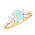 thumbnail image 1 of Rosec Jewels Ethiopian Opal Solitaire Ring for Women with Diamond (6X8 MM, AAA Grade), 18K Yellow Gold, US 12.50, 1 of 8