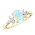 thumbnail image 1 of Rosec Jewels Ethiopian Opal Solitaire Ring for Women with Diamond (6X8 MM, AAA Grade), 18K Yellow Gold, US 7.00, 1 of 8