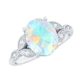 thumbnail image 1 of Rosec Jewels Ethiopian Opal Oval Engagement Ring with Diamond - Vintage Style Ring - (8X10 mm, 1 Ct, AAA Grade) - with Jewelry Box, 18K White Gold, US 7.00, 1 of 10