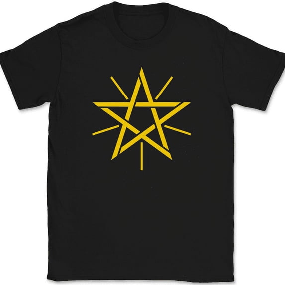 Ethiopian Symbol T-Shirt Symbolism Country Geography Trippy Star Tee - Black, S