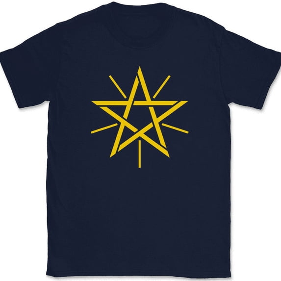 Ethiopian Symbol T-Shirt Symbolism Country Geography Trippy Star Tee - Navy, 2XL