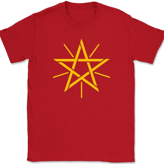 Ethiopian Symbol T-Shirt Symbolism Country Geography Trippy Star Tee - Red, 5XL