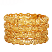 Ethlyn Ethnic Gold Plated Bracelet Middle Eastern Ethiopian Wedding Women Bangle can open Fancy Pattern Jewelry