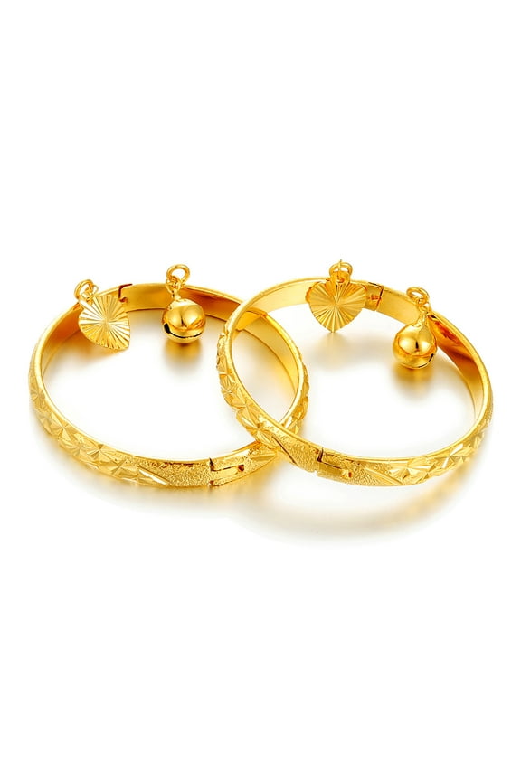 Little Bangles Bracelet, Gold-Plated, 1.7", 18K, 2 Pcs