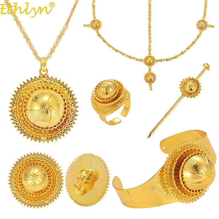 Ethlyn Six-pcs Jewelry Sets,Gold Color Ethiopian Eritrean Habesha