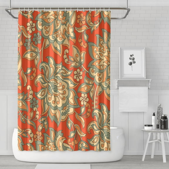 Ethnic Abstract Shower Curtain - Colorful Retro Bathroom Decor Waterproof Fade-Resistant Fabric with 12 Hooks 72x72 Inches