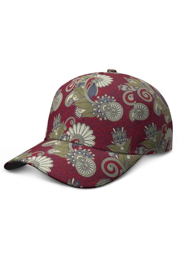Ethnic Abstract Snapback Hat - Artistic Bohemian Paisley Pattern Sun Protection Cap for Hiking
