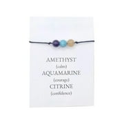 WIJHCBOE Ethnic Anxiety Stone Beaded Bride Jewelry Wax Line Bracelet with Casual Jewelry for Women Card 1PC Amethyst Flash Stone Combination Bracelet Men's and Women's Bracelet Hand Bangle Set Jewelry