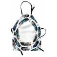 thumbnail image 1 of Ethnic Apron Spiral Vortex Concentric Form Design Ethnic Feather with Curved Little Stars Image, Unisex Kitchen Bib Apron with Adjustable Neck for Cooking Baking Gardening, Purple Teal, by Ambesonne, 1 of 3