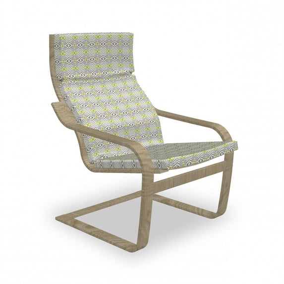 Ethnic Armchair Pad and Slipcover, Axially Symmetrical Chevron Style Shapes Diamond Motifs and Dots in Pastel Colors, 1 Piece Soft Cushion Replacement with Removable Cover, Multicolor, by Ambesonne