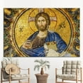 thumbnail image 1 of Ethnic Art, African Printed Canvas, Jesus Mosaic Poster, Jesus Christ Mosaic, Fresco Printed, Christ Artwork, Jesus Canvas Art, Canvas Wall Decor - Gold Framed, 1 of 9