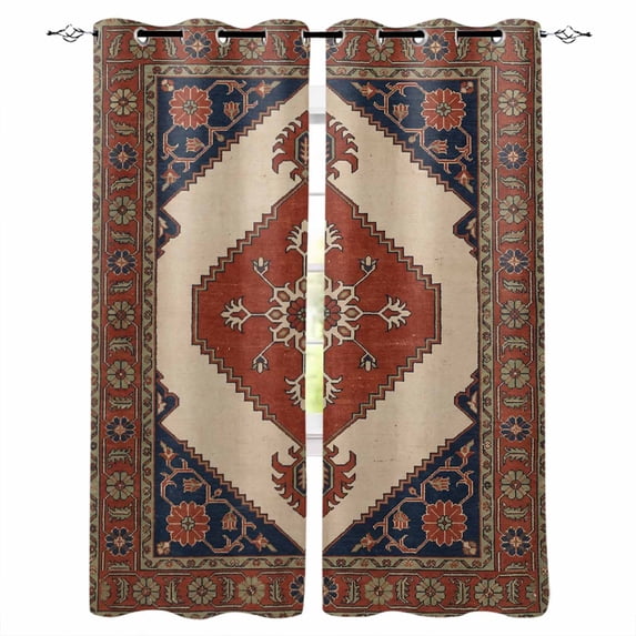 Ethnic Art Boho Blackout Curtains 63 Inch Length Abstract Geometric ...