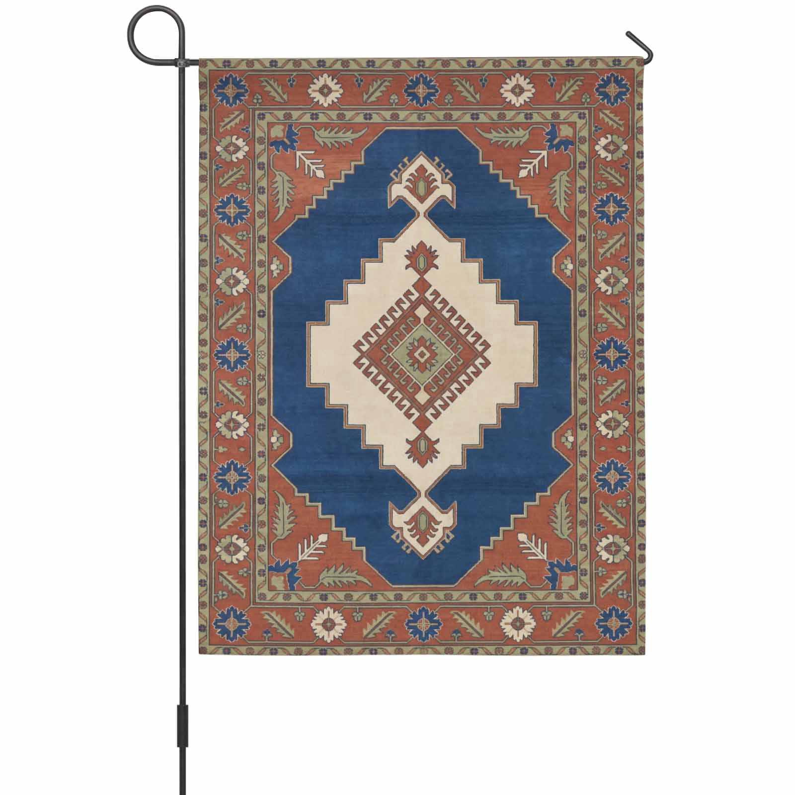 Ethnic Art Boho Garden Flag 12 x 18 Inches, Abstract Cobalt Blue Flower ...