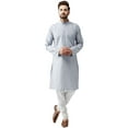 thumbnail image 1 of Ethnic Asia Men's Tunic Cotton Long Kurta Shirt Regular Fit Kurta Pajama Indian Yoga Casual Dress Set, 1 of 5