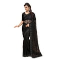 thumbnail image 1 of Ethnic Asia Net Saree Embroidered Stone Work Sari Unstitched Blouse, 1 of 5