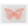 thumbnail image 1 of Ethnic Bath Mat, Hand-drawn of a Butterfly on Doodle Retro Sunburst Line Backdrop, Plush Bathroom Decor Mat with Non Slip Backing, 29.5" X 17.5", Vermilion Orange Ruby, by Ambesonne, 1 of 2