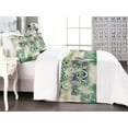 thumbnail image 1 of Ethnic Bed Runner Set, Watercolor Folk Floral Ornament Tie Dye Look on Creamy Neutral Backdrop, Decorative Bedding Scarf & 2 Pillow Shams for Hotels Homes, Queen, Jade Green Plum Mustard, by Ambesonne, 1 of 3