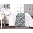 thumbnail image 1 of Ethnic Bed Runner, Tropical Theme Leaf Silhouette Pattern on Traditional Designed Backdrop Print, Decorative Accent Bedding Scarf for Hotels Homes & Guest Rooms, King, Slate Blue Ivory, by Ambesonne, 1 of 3