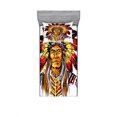 thumbnail image 1 of Ethnic Bedding Set with Sheet & Covers, Chief in Vibrant Color Palette Hand Drawn Style Indigenous Cultures, Printed Bedroom Decor 2 Shams, 4 Sizes, Multicolor, by Ambesonne, 1 of 3