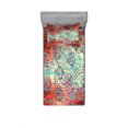 thumbnail image 1 of Ethnic Bedding Set with Sheet & Covers, Lettering of Grunge Background Circle Ornamentals Art, Printed Bedroom Decor 2 Shams, 4 Sizes, Turquoise Orange Black, by Ambesonne, 1 of 3