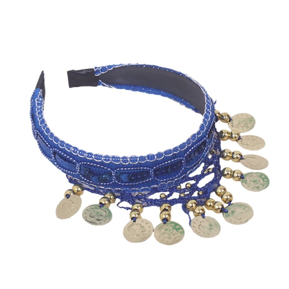 Ethnic Belly Dance Headpiece Elegant Gold Coin Tassels Hairband for Stage Performances and Cultural Event Celebration