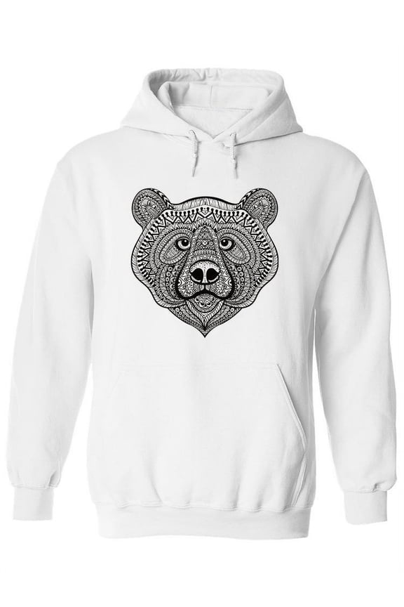 Ethnic Black And White Bear Hoodie Women -Image by Shutterstock, Female Small