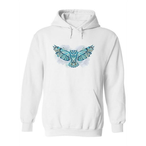 Ethnic Blue Flying Owl Hoodie Women -Image by Shutterstock, Female Small