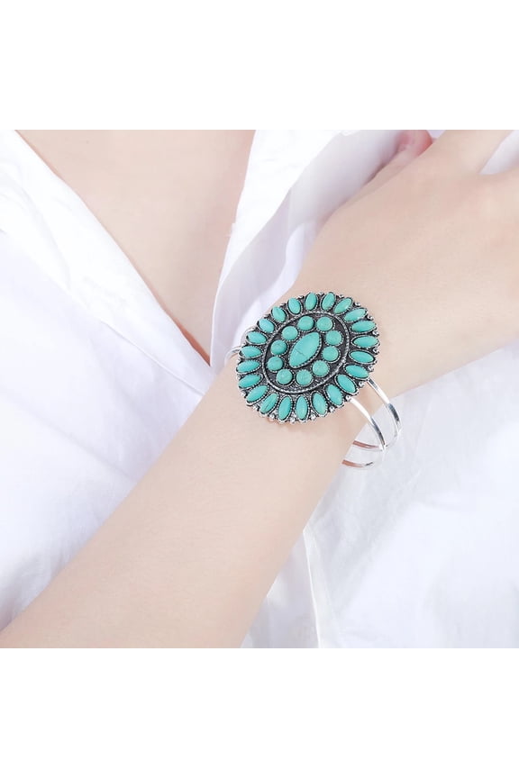 Ethnic Bohemian Jewelry Stone Beads Statement Charm Cuff Bangle Bracelet For Women