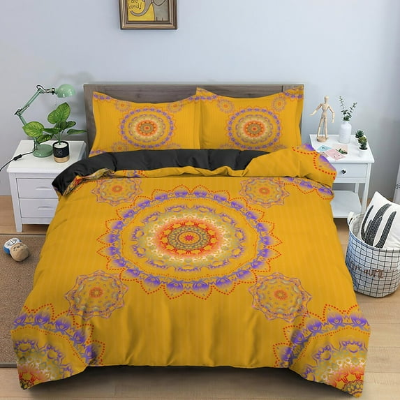 Ethnic Bohemian Mandala Duvet Cover European Flower Vintage Geometric Retro Style Polyester Quilt Co