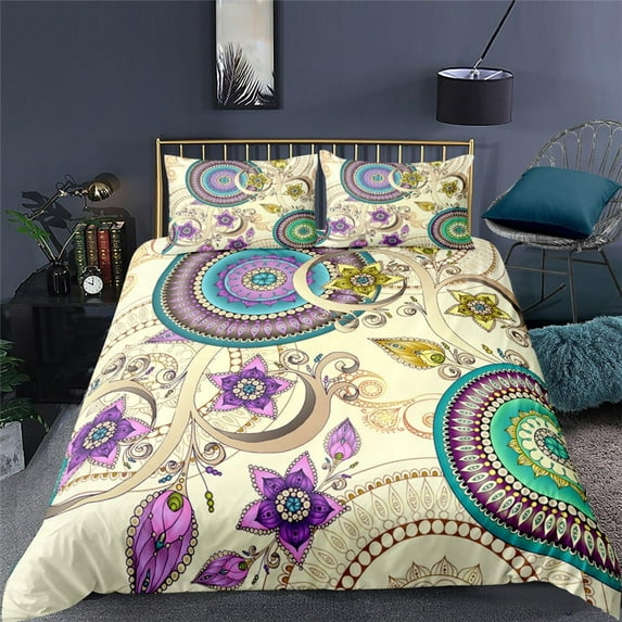 Ethnic Bohemian Mandala Duvet Cover European Flower Vintage Geometric Retro Style Polyester Quilt Co