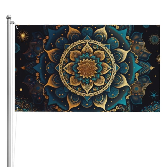 Ethnic Bohemian Mandala Geometric Double Sided Flag 3x5FT Reversible Garden Flag Outdoor Decor for House, Porch, Lawn, Yard, Indoor Wall, Party Decoration