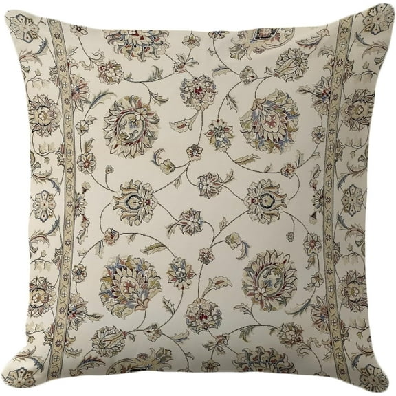 Ethnic Bohemian Pillow Covers 18X18 Inch - Vintage Floral Persian Carpet Design, Decorative Multi-Colored Cushion Case for Home Decor, Ideal for Living Room and Bedroom