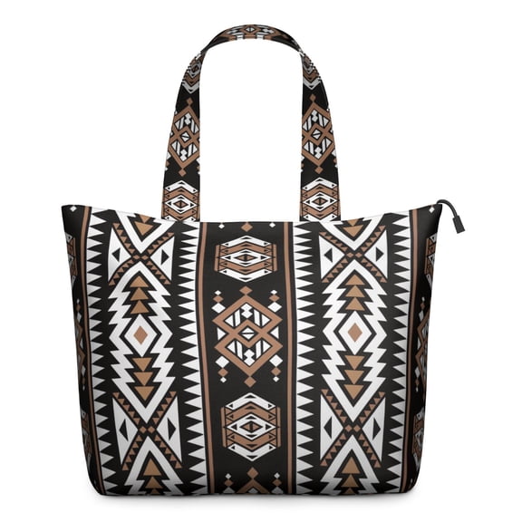 Ethnic Bohemian Style Weekender Duffel, Colorful Retro Tribal Travel Tote for Women, Artistic Bag for Weekend Getaways, Camping, and Hiking